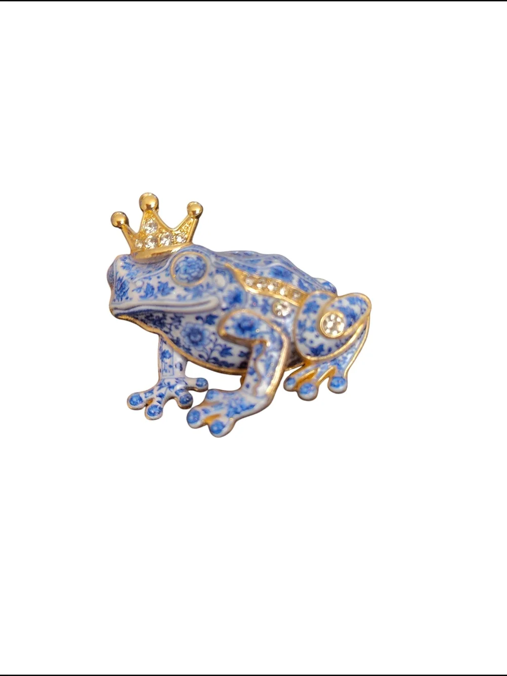 Blue and Gold Frog Prince Brooch Pin New